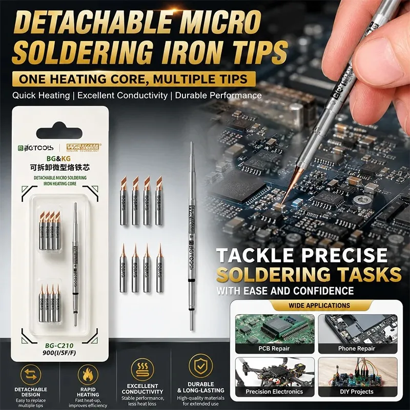 KEGUAN BG-C210K/I Removable Soldering Iron Core Fast Heat Up For Phone PCB Motherboard Chip Solder Repair Work