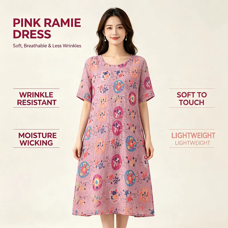 Natural Plain Weave Ramie Cloth Moisture Absorbing Dyed Textile For Summer Dress Table Decor Wholesale