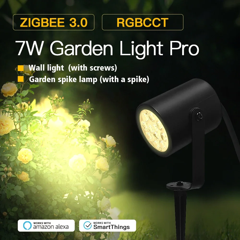 GLEDOPTO Zigbee 3.0 7W Smart Garden Spike Knuckle Mount LED Wall Light for Lawn Courtyard