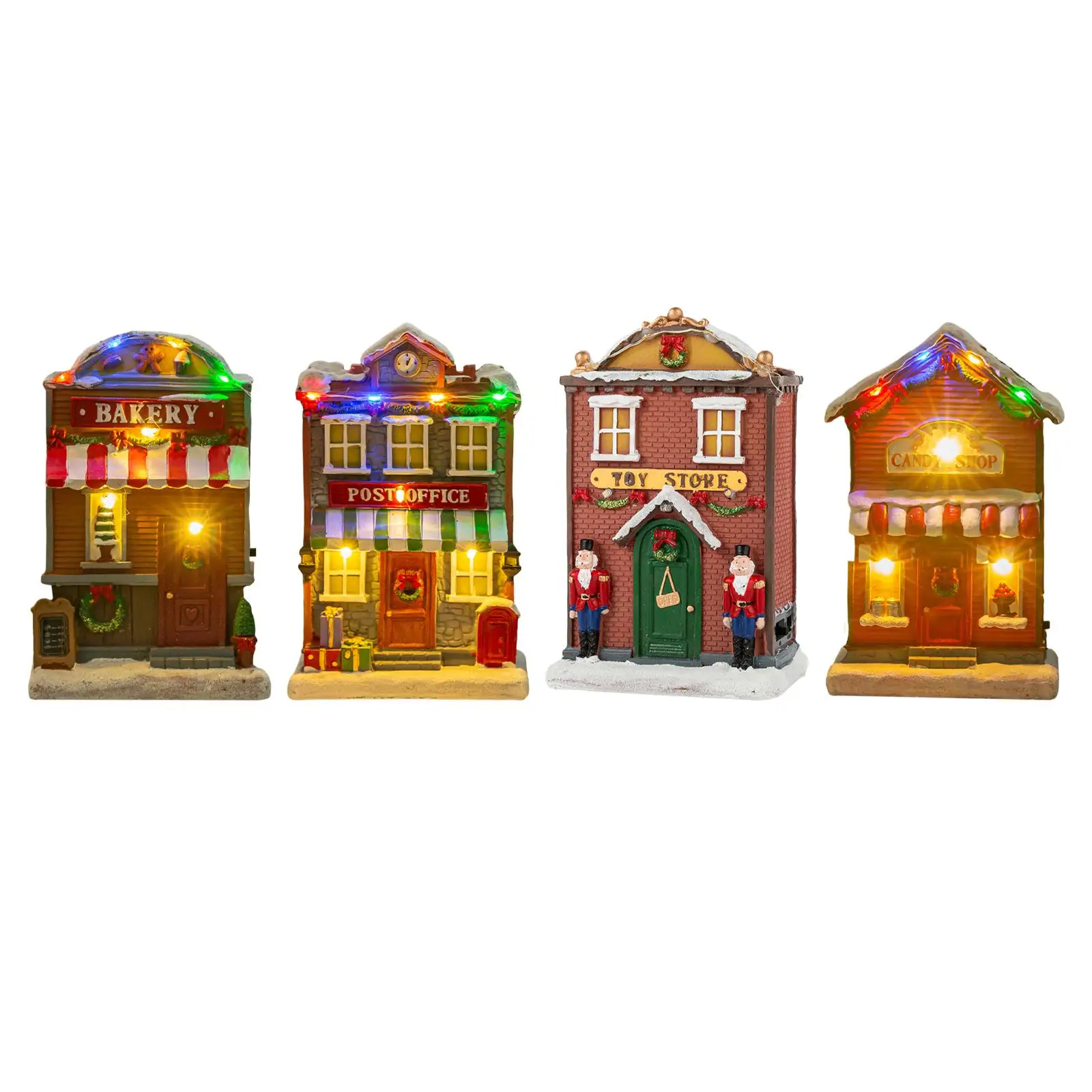 

LED Lighted Christmas Village House Figurine for Desk Living Room