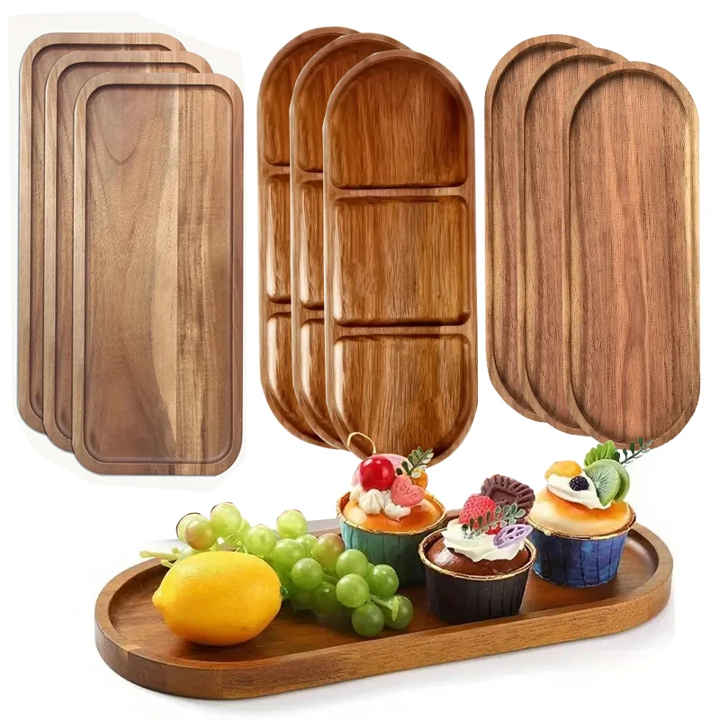 2027 Solid Wood Fruit Plate Factory Wholesale Wooden Tray Multi-Size High-Value Fruit Tray Snack Plate