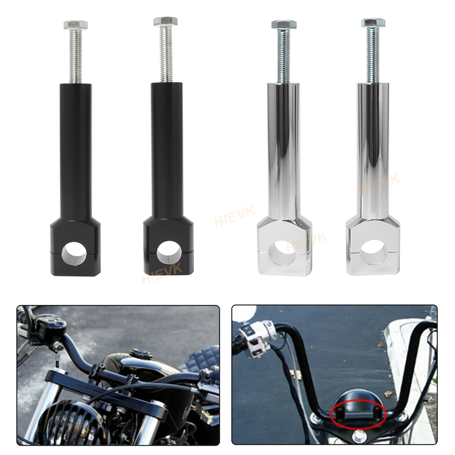 Motorcycle Accessories Handlebar Riser Clamp Mount Adaptor Kit Black Round 22/25mm CNC Aluminum For Harley Yamaha ATV Dirt Bike