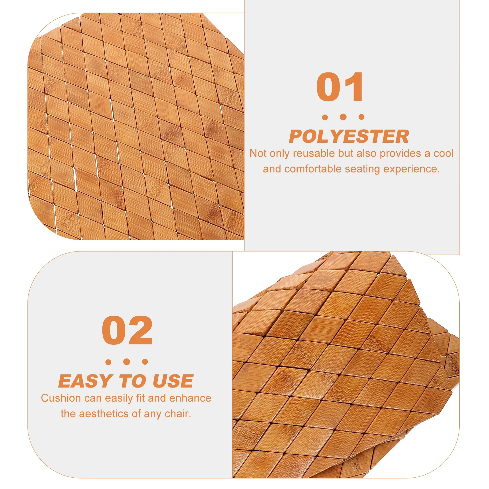 

Summer Bamboo Seat Cushion Cooling Chair Mat Reusable Eco Friendly Pad for Indoor Outdoor Seating Elegant Simple Style