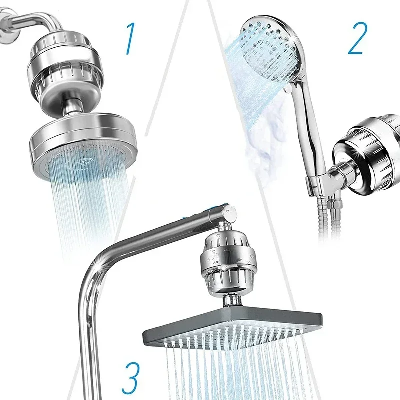 15 Stages Shower Water Filter  Remove Chlorine Heavy Metals Filtered Showers Head Soften for Hard Water shower water purifier