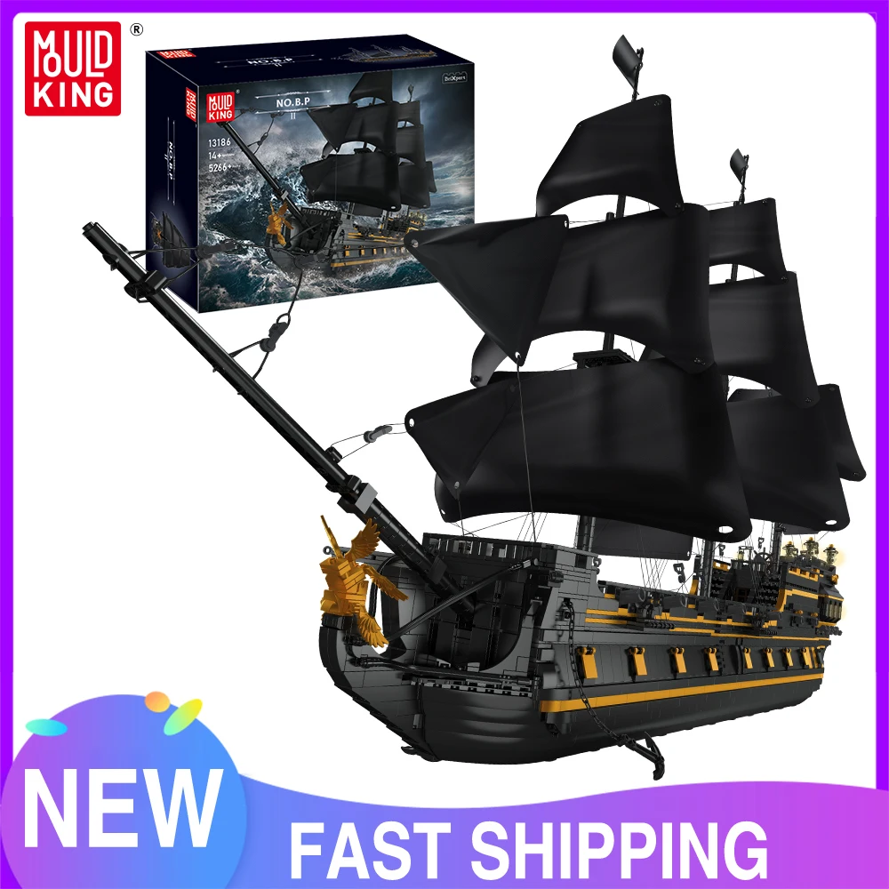 Mould King 13186 Movie Toys The Big Black Pearl Model Pirate Ship Building Block Brick Assembly Kits Kids Christmas Gifts