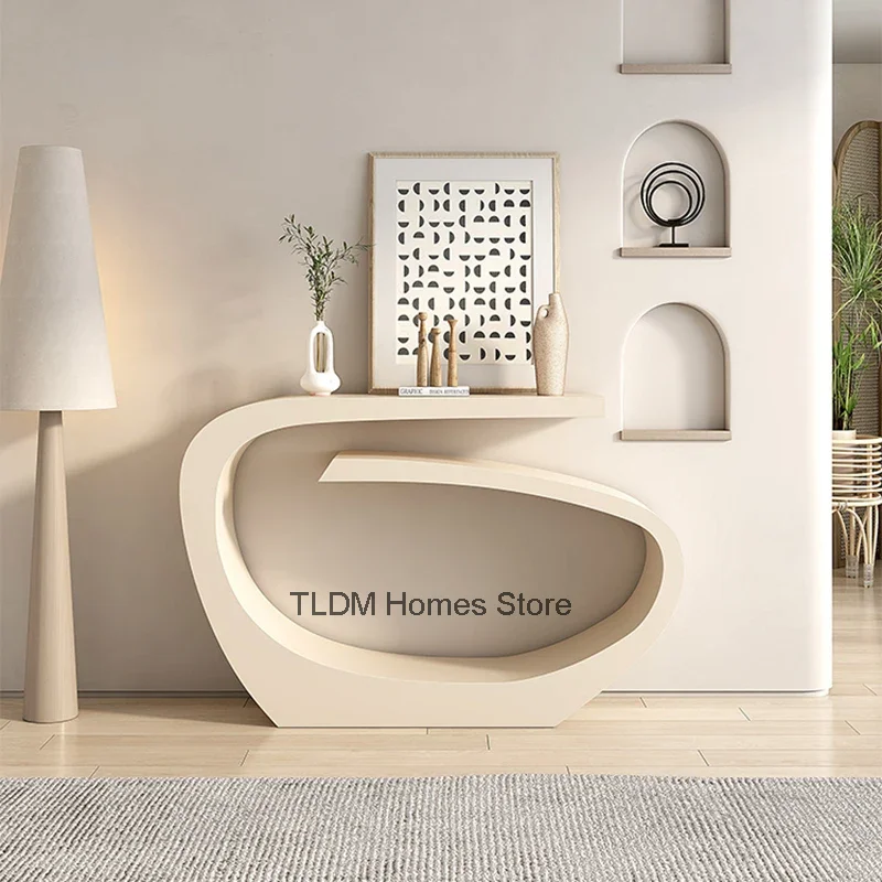 

Nordic Carbon Steel Console Tables Entry Entrance Console Table Light Luxury Cream Style Art Ultra-narrow Corridor Hallway Table