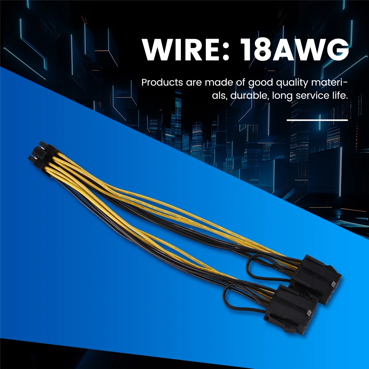 

18AWG 8Pin to Dual 8Pin(6+2) Power Cable GPU Power Cable for Tesla K80 M40 M60 P40 P100 ,20CM A009