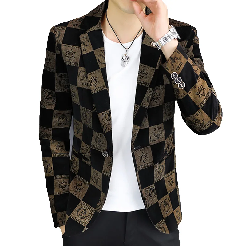 سترة رجالية جديدة غير رسمية عصرية لعام 2025 للخروج عصرية مطبوعة للولائم متعددة الاستخدامات والتخسيس النسخة الكورية #4