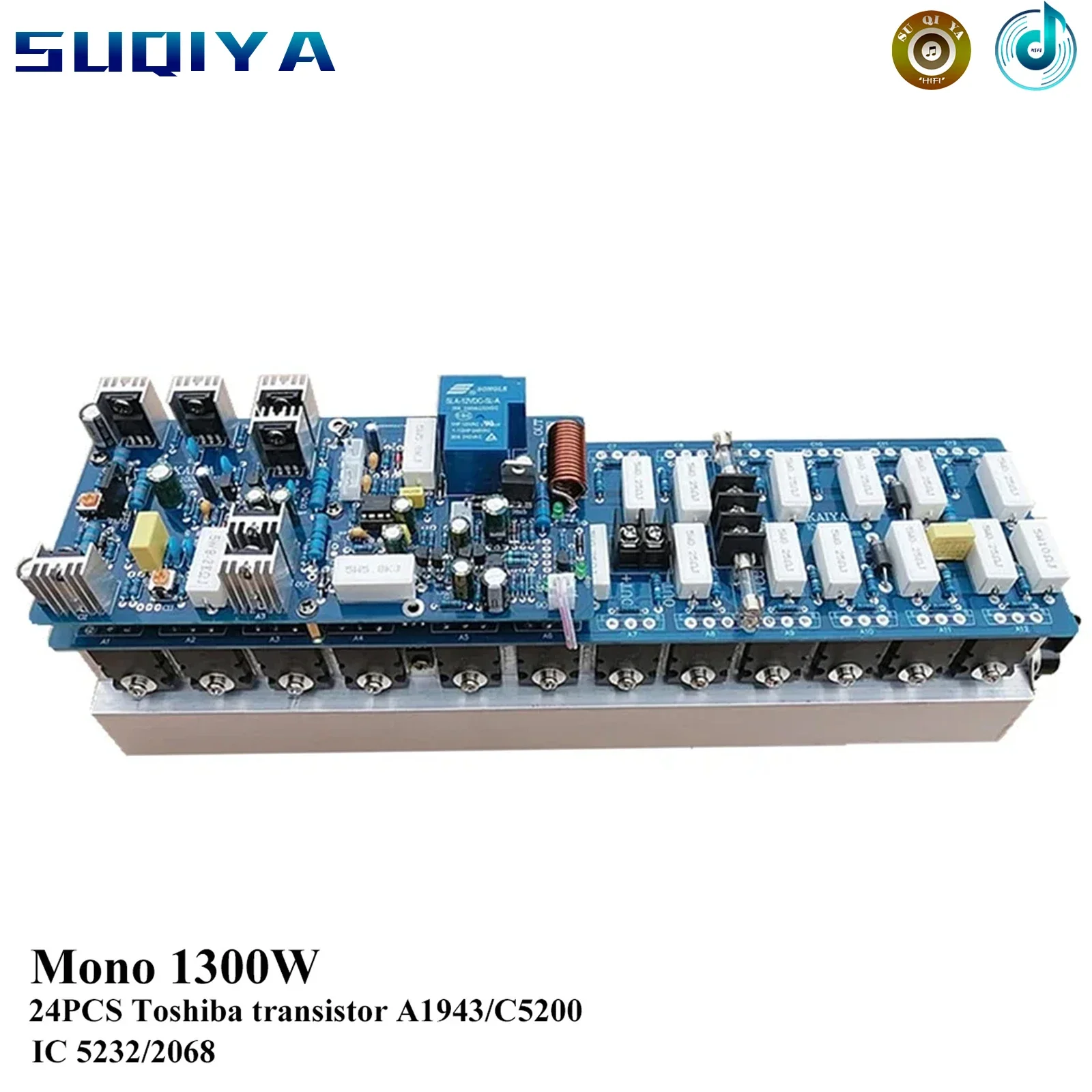 1300w Mono Power Amplifier Board 24pcs Toshiba Transistor A1943 C5200 IC 5532/2068 High Power Low Noise HIFI Audio Amplifier