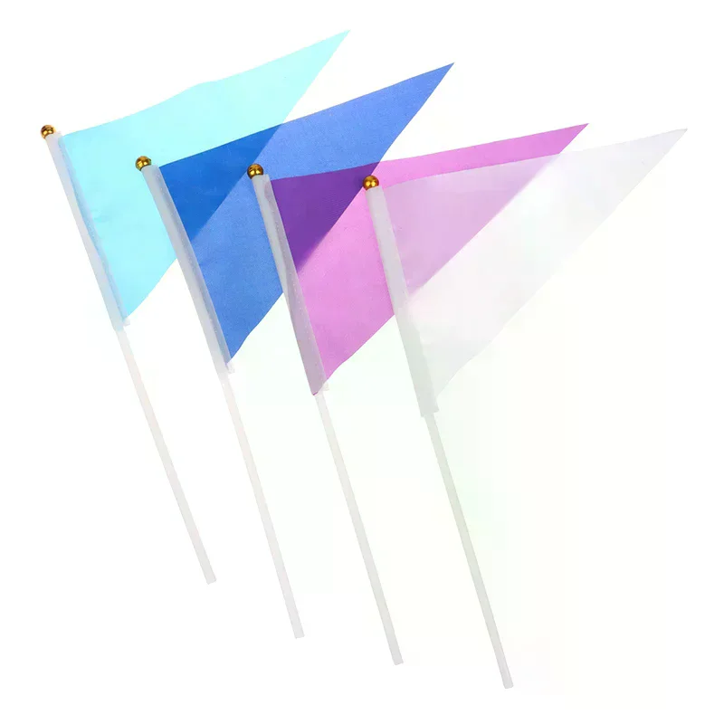 Colorful Triangular Flags With 10 Plastic Flagpoles Hand-Held Small Colorful Flags For Marking Garden Lawn Yard Supplies 10Pcs