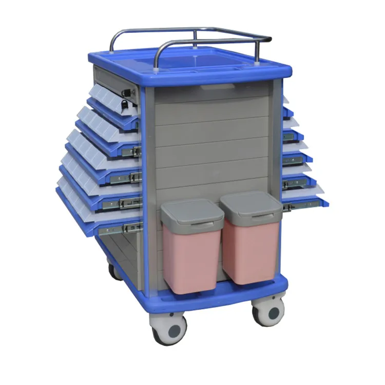 Units Dual-side ABS Medicine Trolley with Drawer Hospital Medical Trolley Cart Dispensing Drug Carts