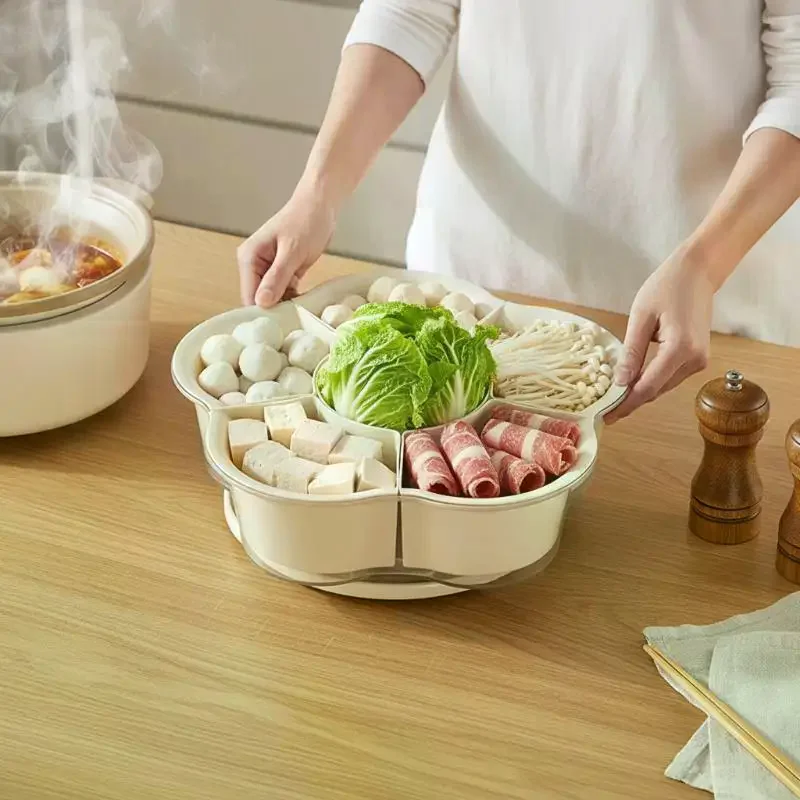 Rotating 360° Snack Tray with Draining Feature for Kitchen and Fruit Utility