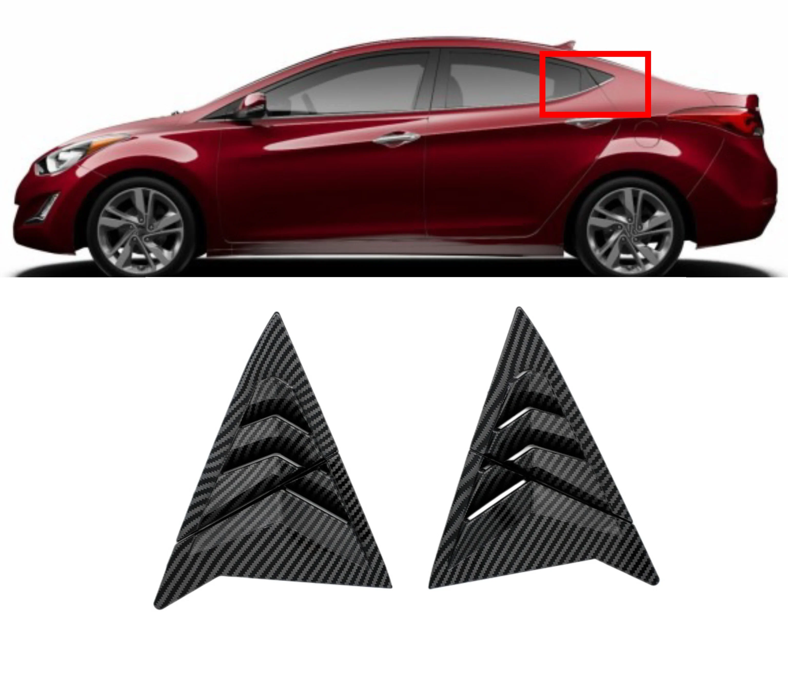 

For Hyundai Elantra Avante Sedan 2011-2015 Rear ABS Carbon Fiber Side Vent Window Scoop Louver Trim Cover Auto Accessories