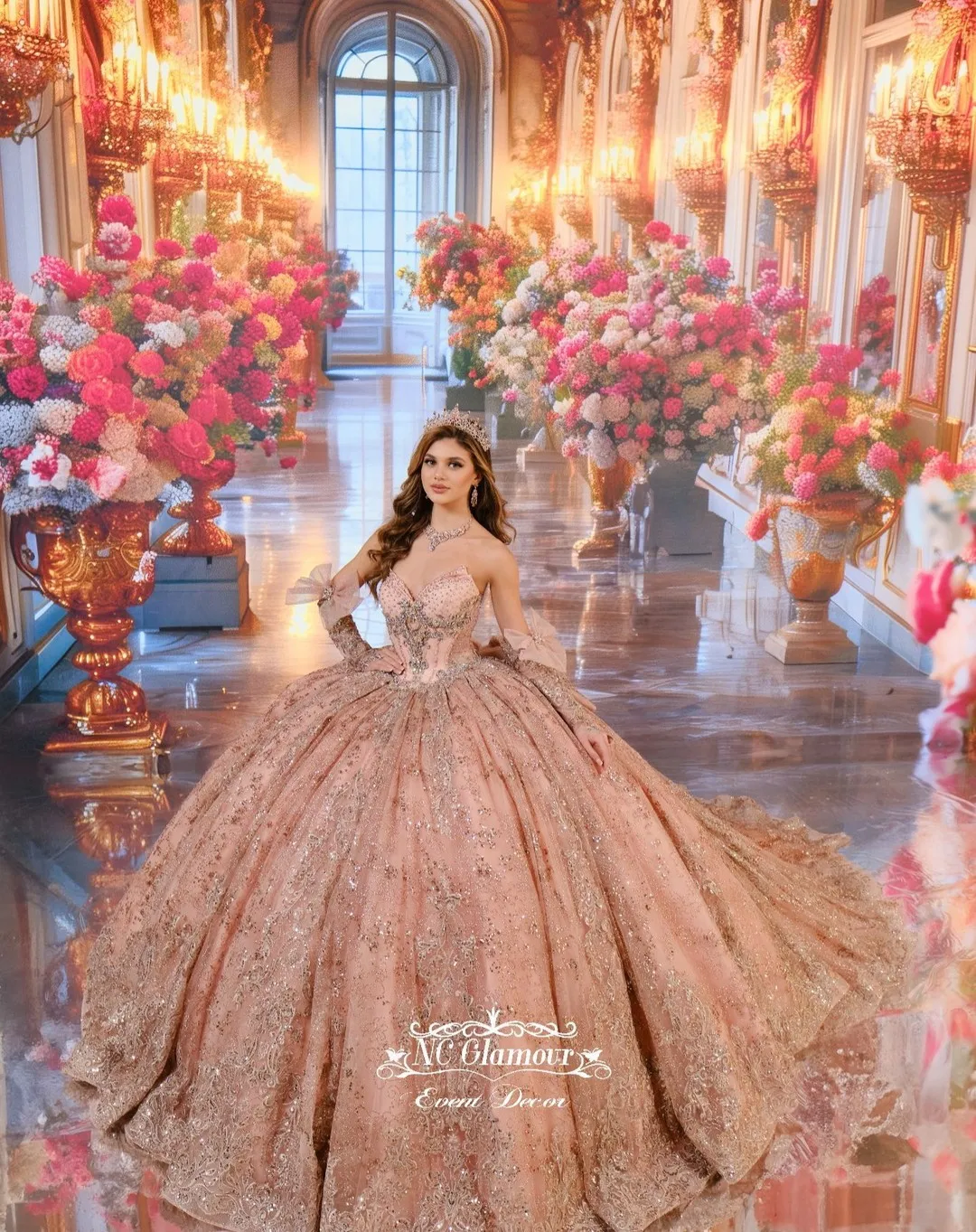 Vestido De baile personalizado, color rosa, vestidos De quinceañera, apliques De encaje, tren elegante De talla grande, dulce 16, Vestido De 15 Anos YQD162