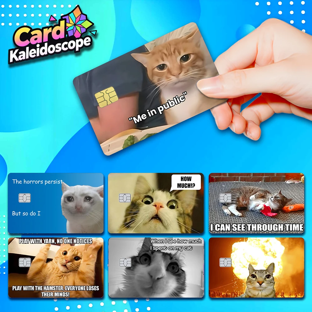 

Cute Cat Meme Series Credit Card Skin Sticker for VISA JCB Mastercard and Other Bank IC Card Protection Decoration