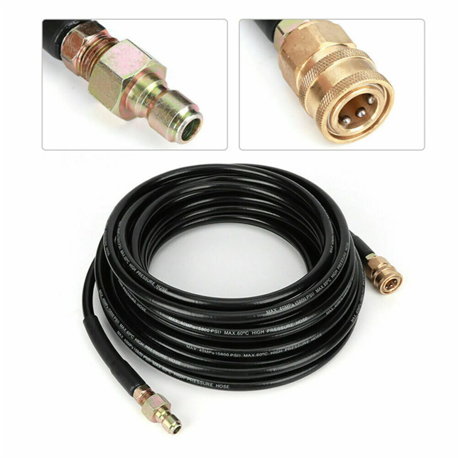 5800PSI 50ft High Pressure Washer Tube Cleaning Hose 3/8inch Quick Connector