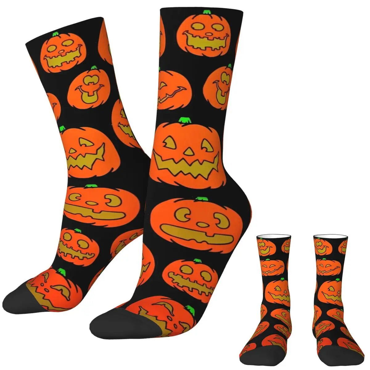 Halloween Stockings Unisex Men pumpkins pattern Socks Soft Breathable Novelty Socks Autumn Skateboard Anti-Slip Custom Socks