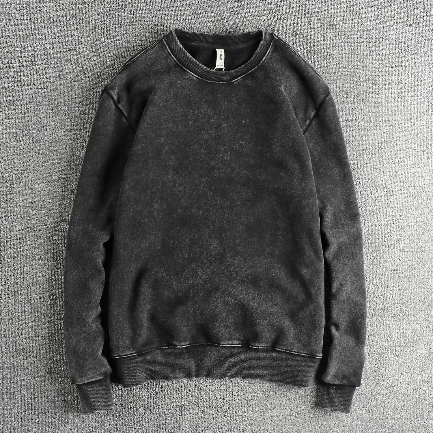 

Retro High Street Distred Sweatirt Men's Loose Casual Long Sve Cotton Loopba Upper Garment American Casual Sle