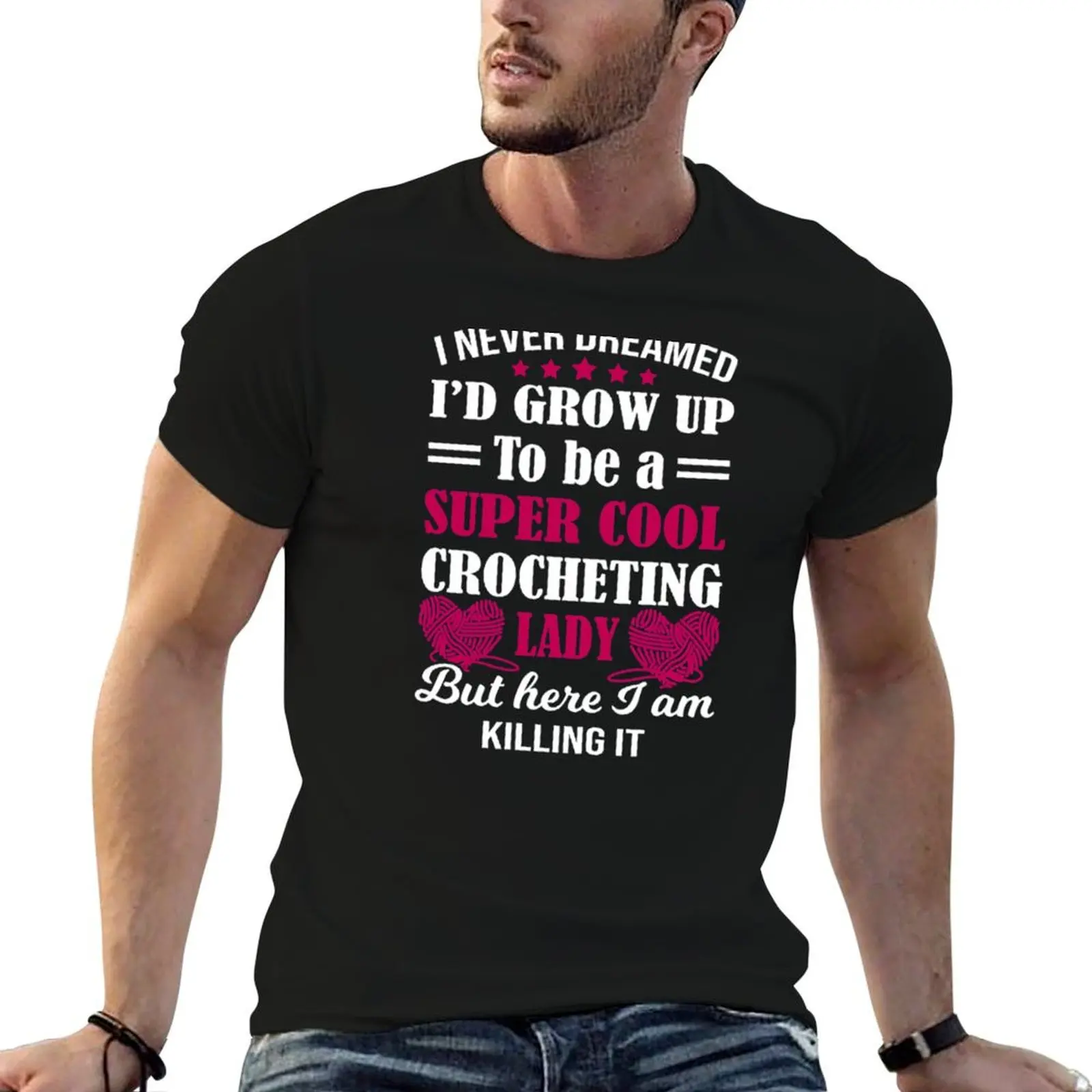 Super cool crocheting lady T-Shirt Sun Block Outdoor T-Shirt