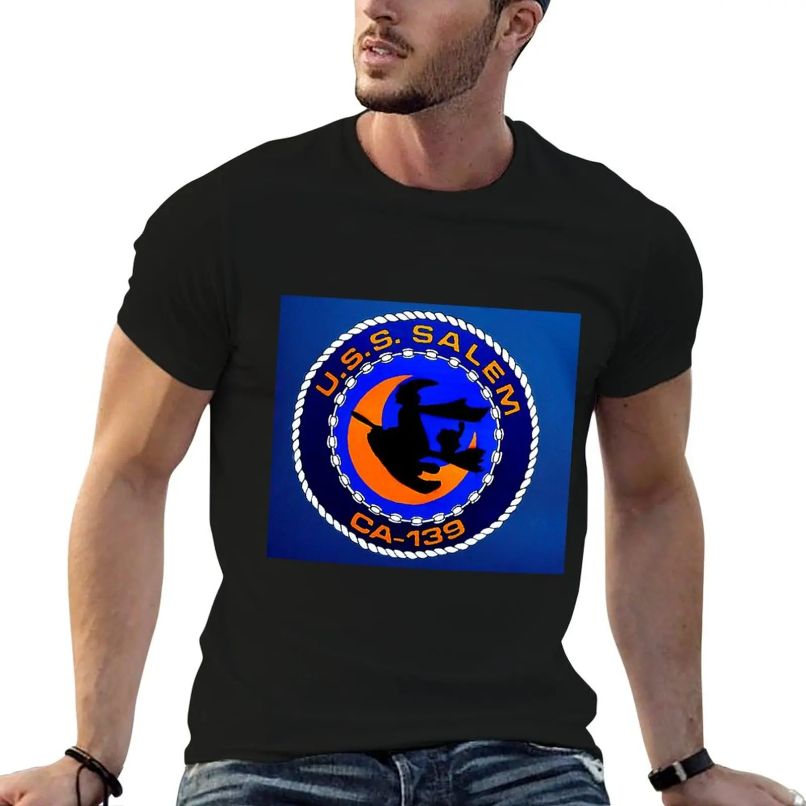 USS Salem T-Shirt basketball graphic tees boys animal print blue archive t shirts men