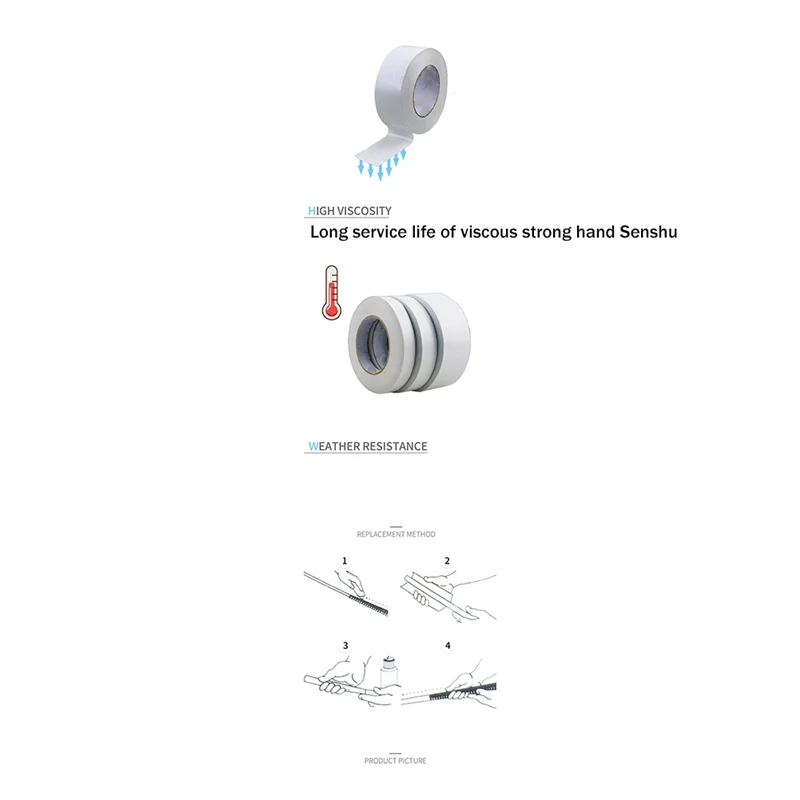 AEB0-مناسبة للجولف عالية اللزوجة قبضة بيضاء الغراء جولف الحديد قبضة لاصق على الوجهين 18 مم × 50 م