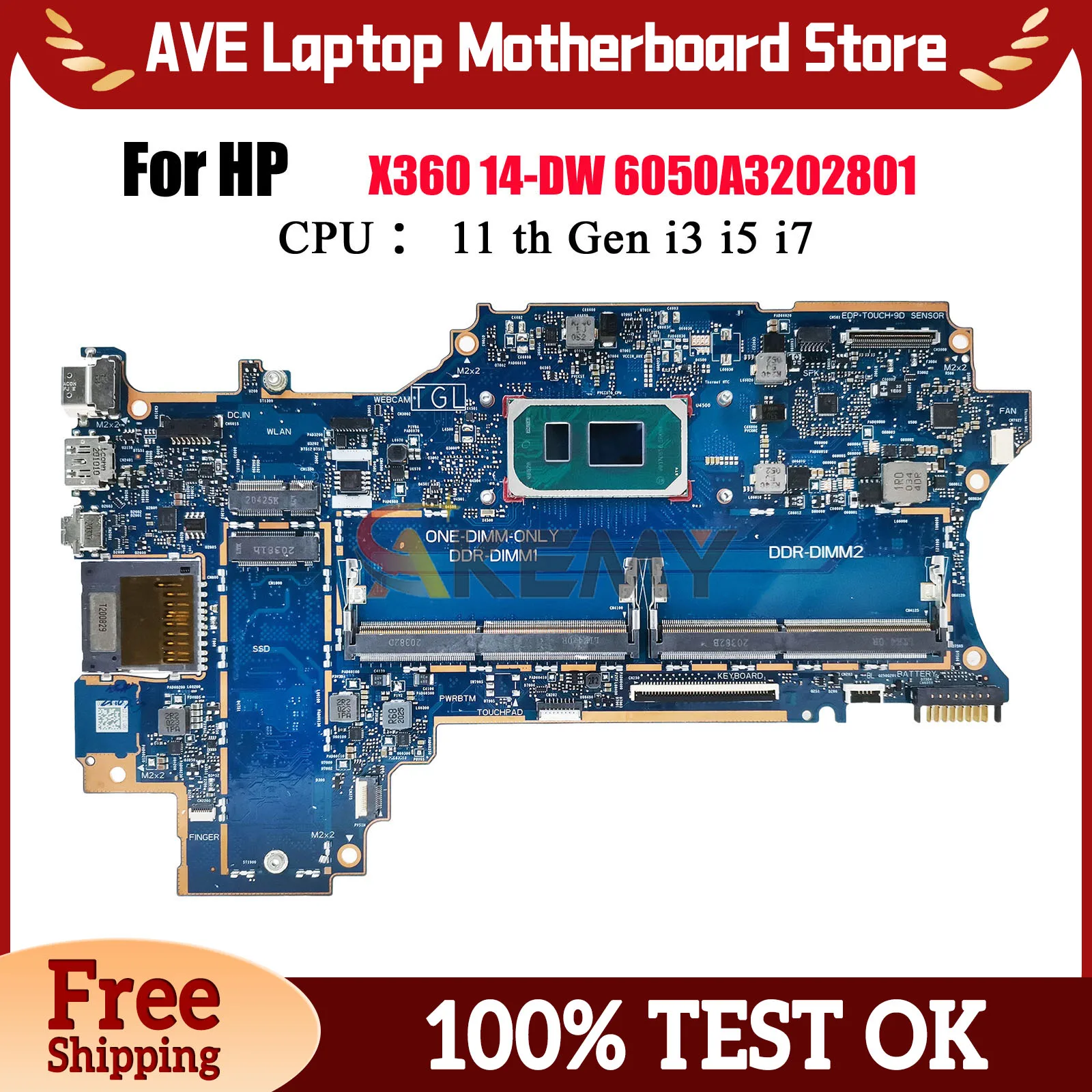 

6050A3202801 For HP Pavilion X360 14-DW Laptop Motherboard With i3 i5 i7 CPU DDR4 L96510-601 L96511-601 100% Fully Tested