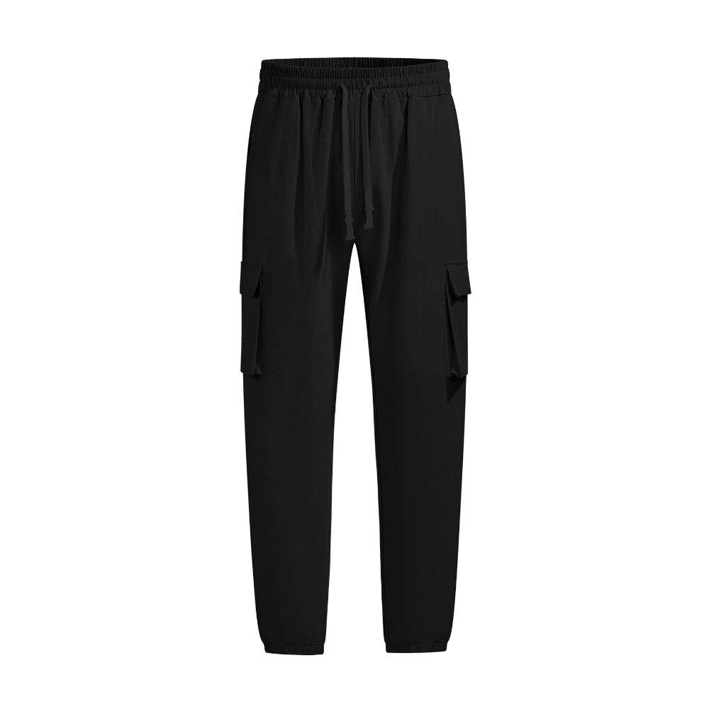 

Men's drawstring linen pants, casual ankle tied beach pants