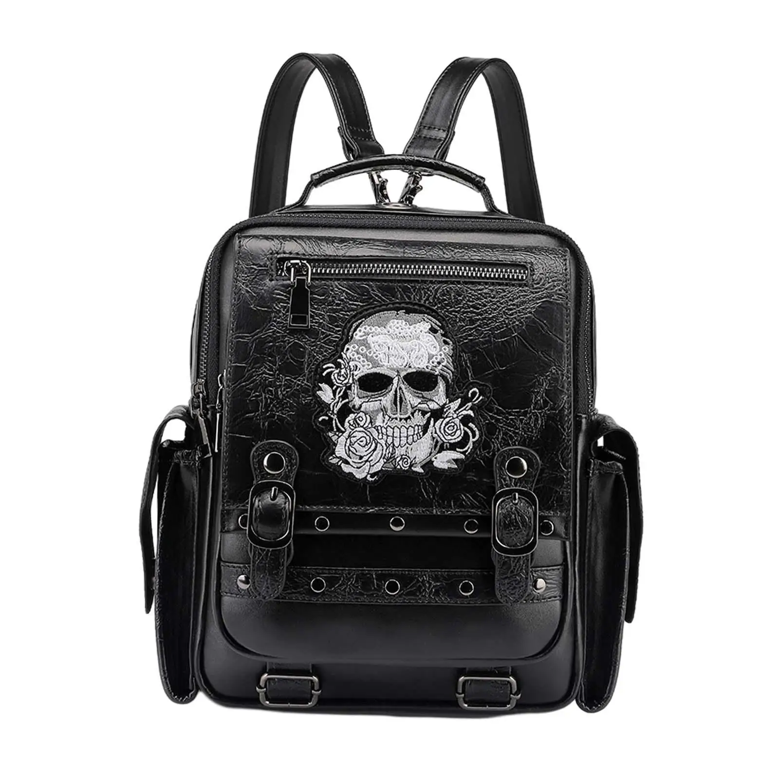 Skull Laptop Backpack Work Bag Leathercraft Skull Head punk Casual Daypack College Cosplay Boy Shopping