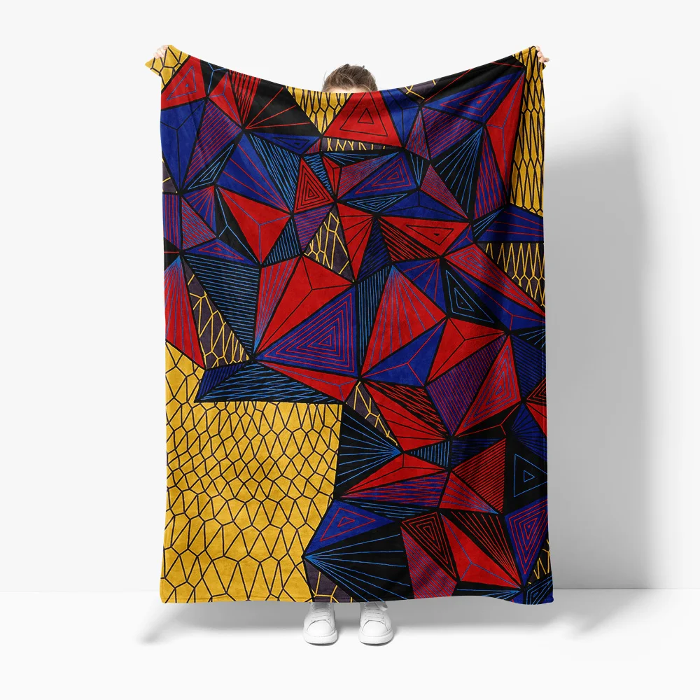 

Geometric Print Blanket Abstract Triangle Design Red Blue Sofa Throw Decorative Throw Blanket Home Decor Gift