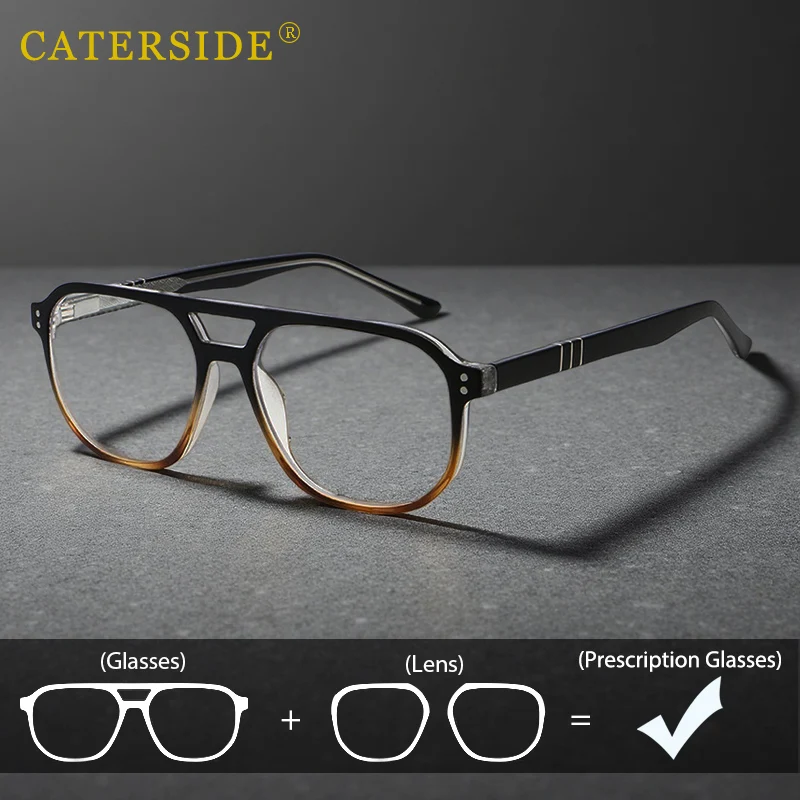 

CATERSIDE Vintage Women Round Glasses Frame Customized Optical Glasses Fashion Men Daily Reading Anti Blue Light Eyeglasses