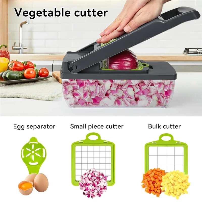 

Efficient-16 In 1 Vegetable Cutter With Container Food Cutter For Salad, Onion, Fruit, Potato