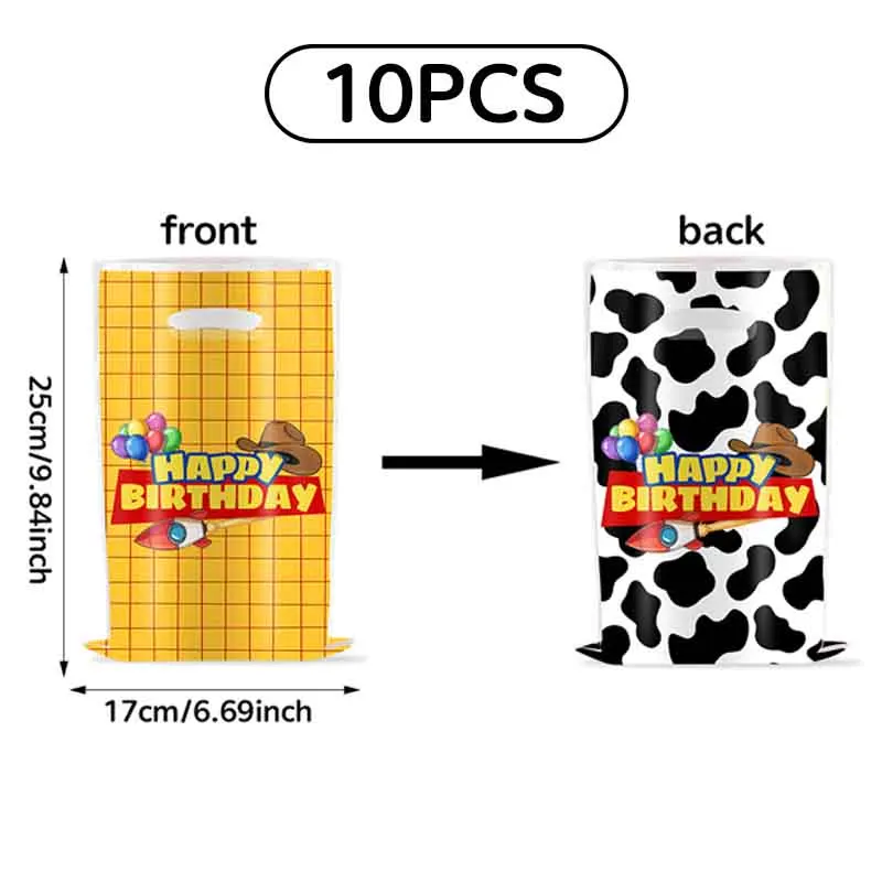 10~100 stuks Toy Story thema verjaardagscadeautasjes, plastic snoepzakjes met handvatten, geschikt voor feestfavoren en weggeefcadeaus