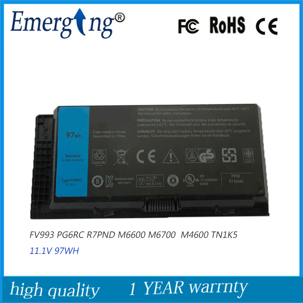 

Original FV993 Laptop Battery for Dell Precision M4600 M4700 M6600 M6700 FJJ4W N71FM 3DJH7 97KRM 9GP08 KJ321 PG6RC R7PND 7DWMT