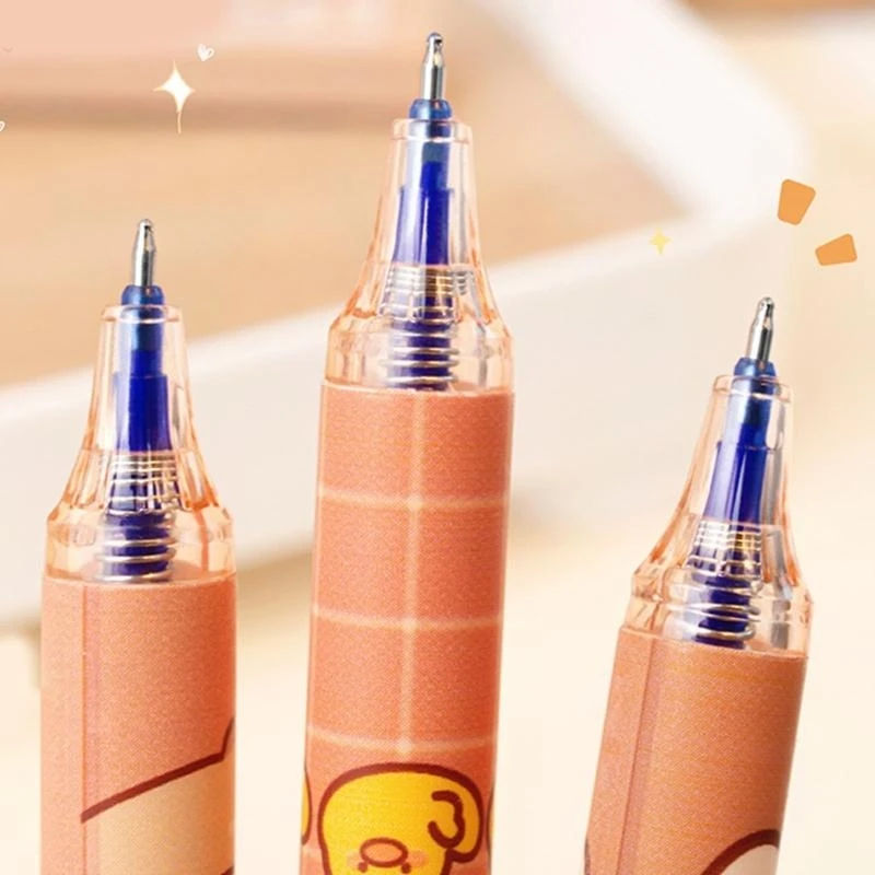  6Pieces Cartoon Gel Pen Erasable Retractable Gel Pen 0.5mm Quick Drying Office Writing Pen for Writing Noting Journaling