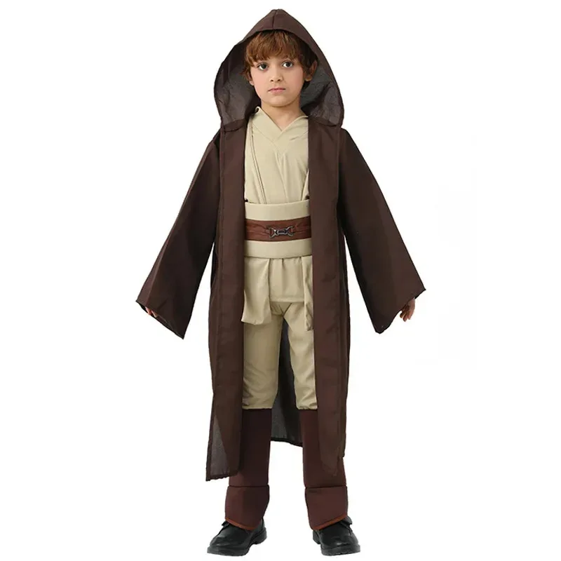 Disfraz de Caballero Jedi, uniforme Obi Wan Kenobi, traje Anakin Skywalker, bata con capucha, trajes con capa