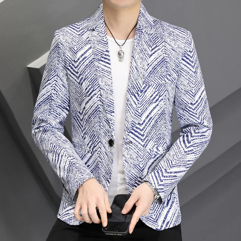 2024 Men's Spring New Printed blazer Youth Slim Fit Handsome Fashion Fashion All-Match Animal Pattern  blazer