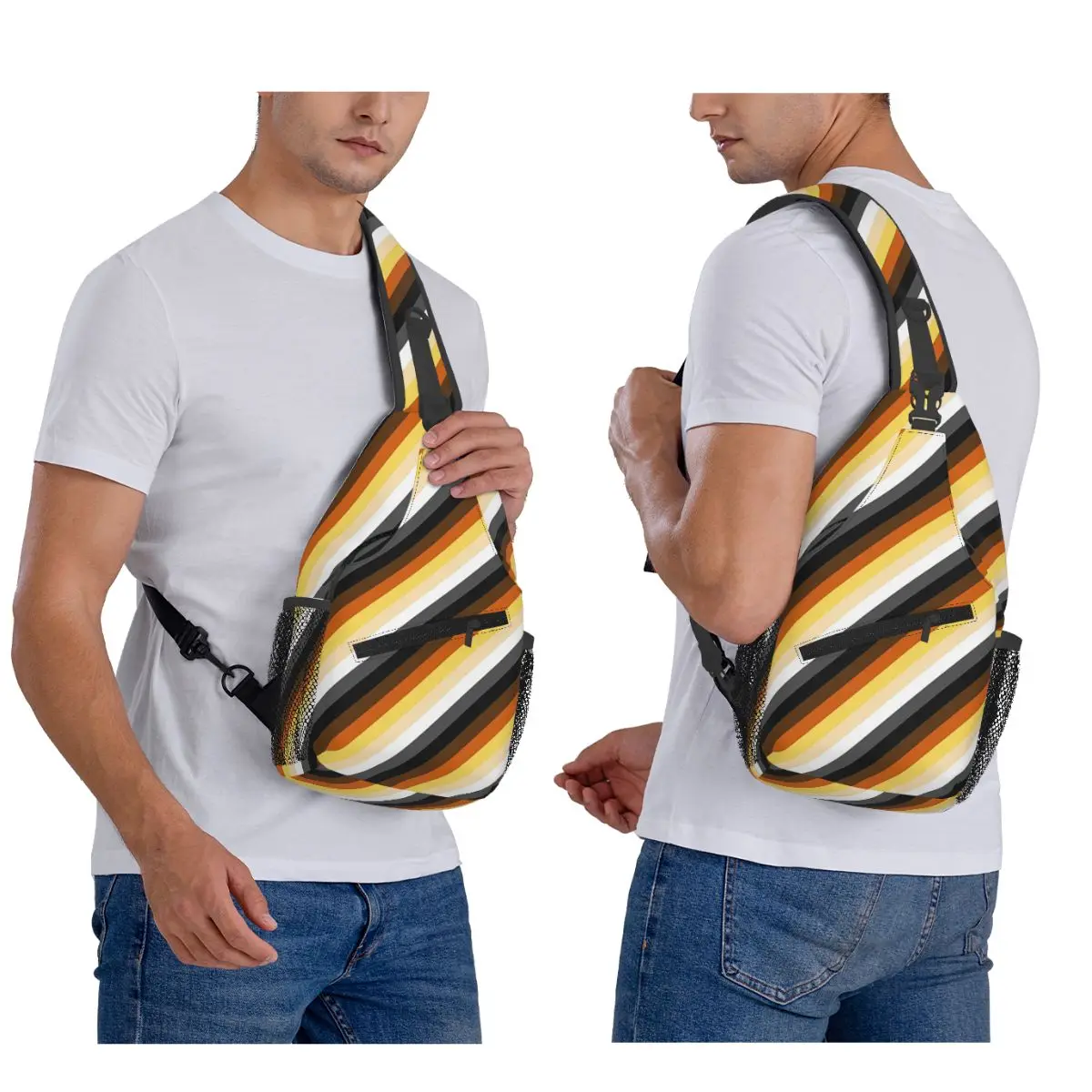 مثلي الجنس فخر العلم شريط LGBT GLBT مثليه حقيبة صدر للرجال الرجال الرافعة Crossbody على ظهره حقيبة صدر للرجال السفر التنزه Daypack حقيبة كتف