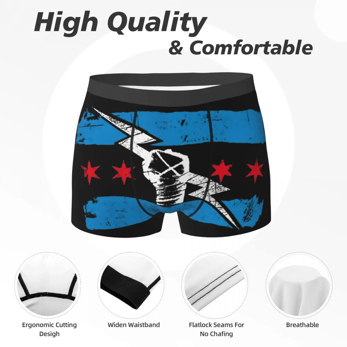 Boxer Underpants Shorts Cm Punk Logo Panties Men's Comfortable Underwear for Homme Man Boyfriend Gifts