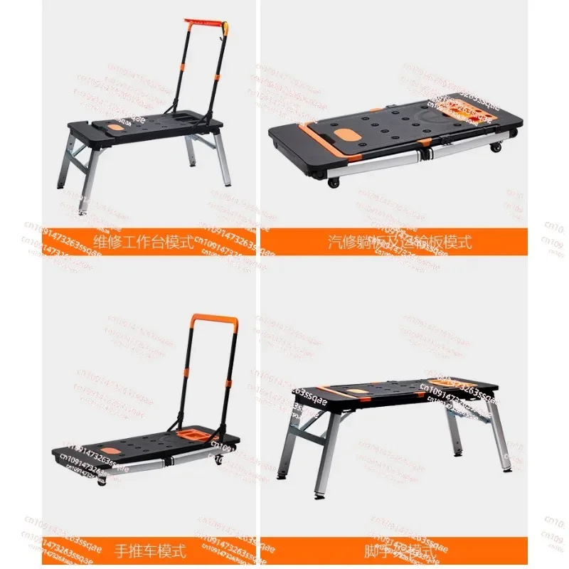 7- In -1 Multifunctional Workbench DIY Woodworking Table Portable Trolley Folding Cart With Wheels Workshop Tool Outing Handcart