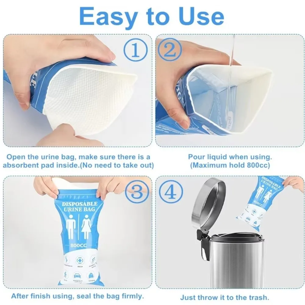 10Pcs 800ml Disposable Emergency Urinal Bags Unisex Vomit Bag Portable Toilet for Car Travel Camping