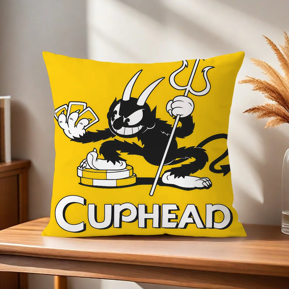 C-C-Cuphead Game Kissenbezug Kissenhülle für Zuhause, Sofa, Wohnzimmer, Büro, Café, Auto. – Detail 5
