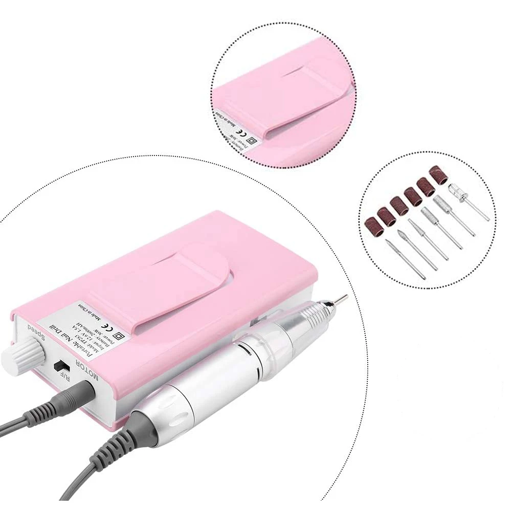 Taladro eléctrico portátil para uñas, máquina de manicura y pedicura inalámbrica, recargable, 30000 RPM