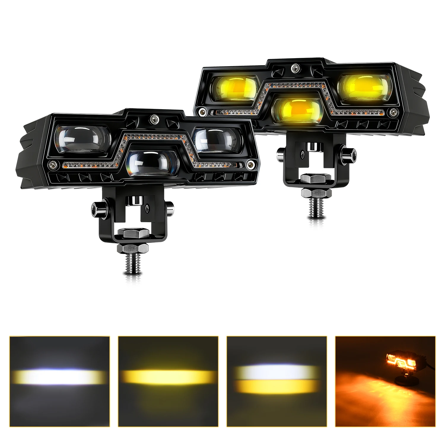 

2pcs Motorcycle Spotlight Auxiliary Driving Light White Yellow High Low Beam DRL 80W 8000LM Motorcycle LED Fog Lamp Work Light