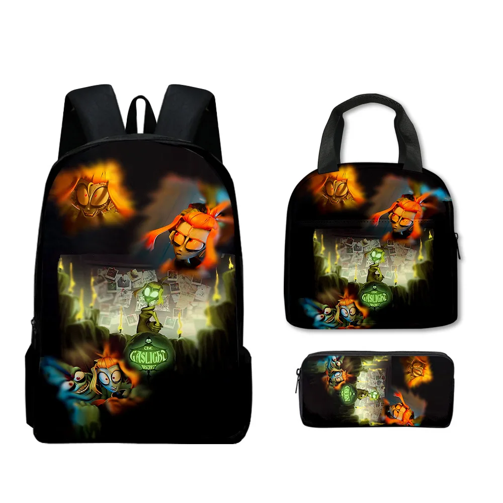 Novità di moda Cool New The Gaslight District Stampa 3D 3 pezzi / set Borse da scuola per alunni Zaino per laptop Zaino Borsa per il pranzo Astuccio