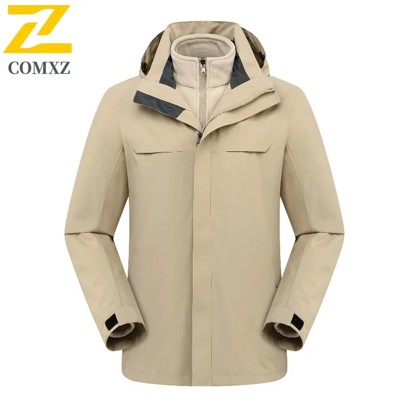 COMXZ الرجال سترة مضادة للماء الراحة المشي لمسافات طويلة السفر قسط مقنعين معطف دراجة نارية التخييم خفيفة الوزن الخريف الشتاء الملابس