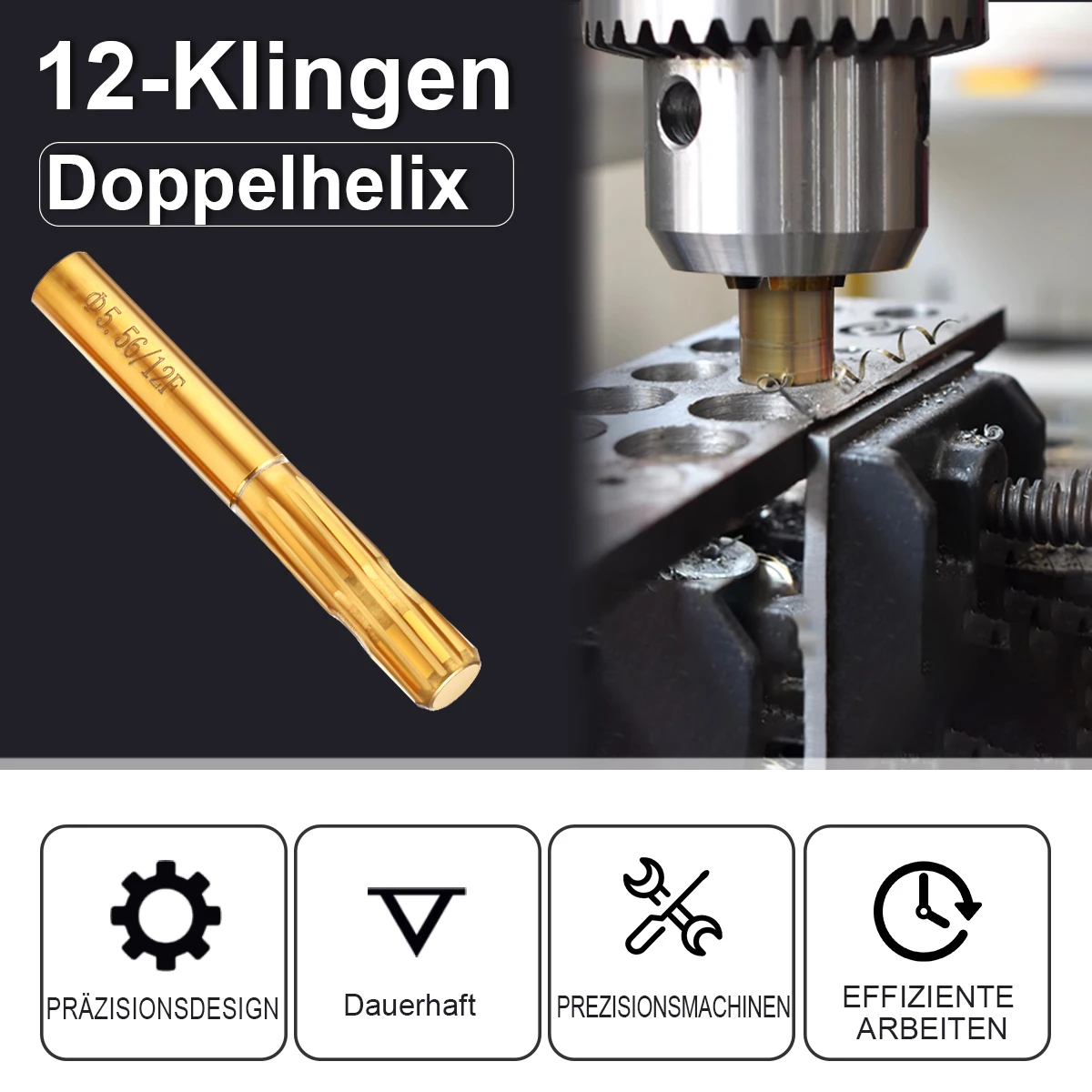 Punta a coclea a doppia elica a 12 lame adatta per occasioni con requisiti ad alta precisione Utensile elettrico S/L/M Durezza ultra elevata