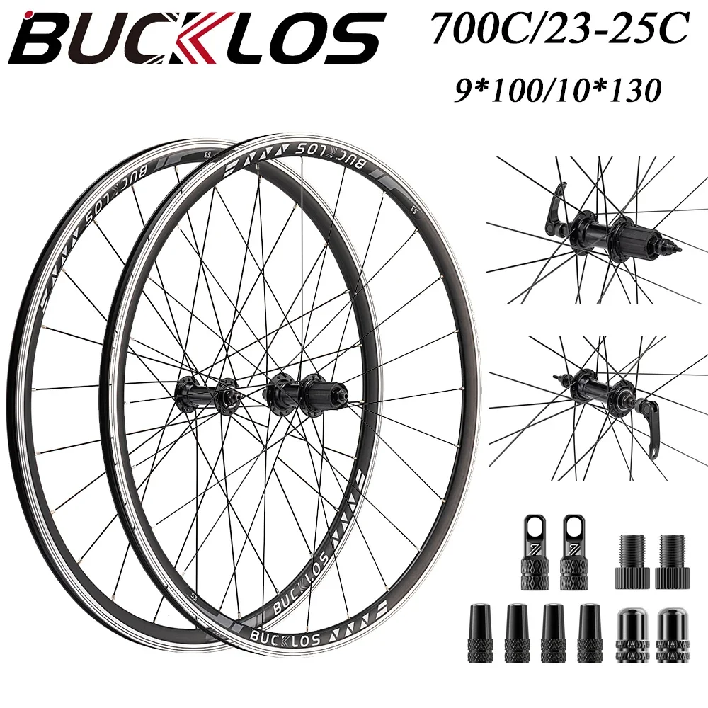 BUCKLOS 700C 23-25C Bicycle Wheels 9*100/10*130MM Road Bike Wheelset 8/9/10 Speed 700C Road Bicycle Wheel Rim