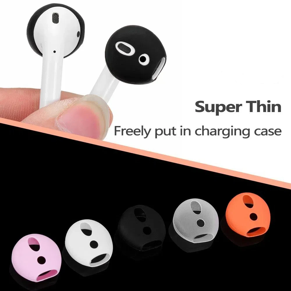 Silicone Antislip Earbuds Dicas, Ultra Fina Capa para AirPods, Apple Earpods, Fone de Ouvido Bluetooth Acessórios, 2 Pares