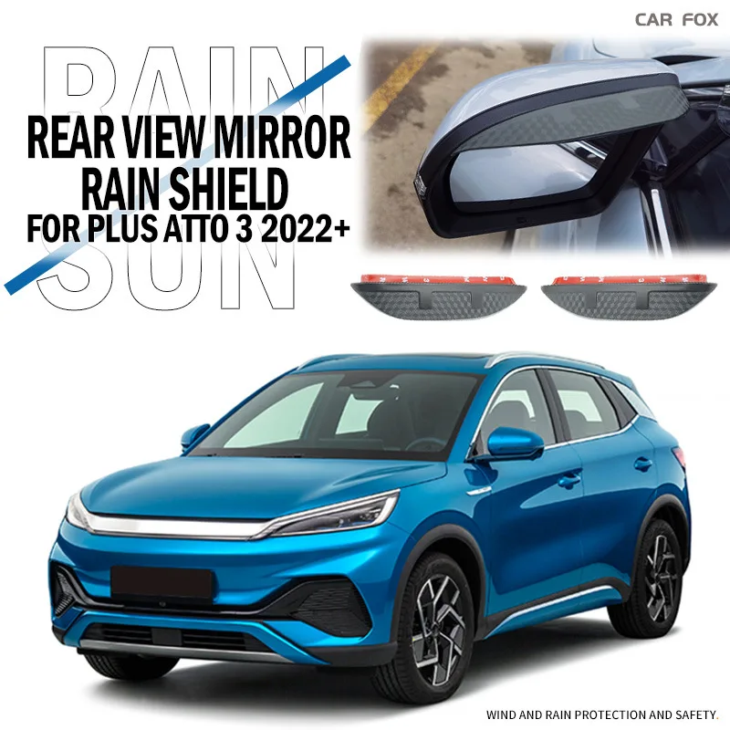 

2Pcs For BYD PRO ATTO 3 2016-2022+ Car Rear View Mirror Rain Shield Protective Cover Sun Shade Car Styling Auto Accessories