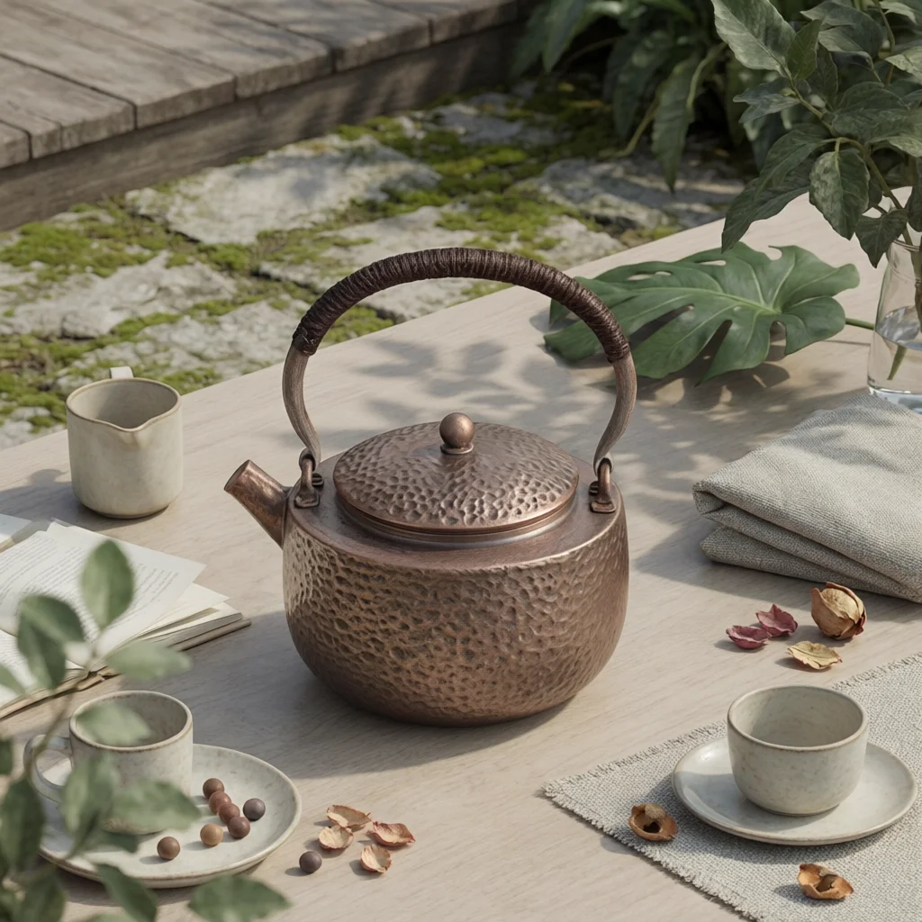 Hammered Copper Teapot Handmade Teaware Tea Vessel Heat-Conductive Pot Sturdy for Collectors, Kitchen